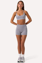 Super Sculpt Seamless Crossback Sports Bra in Grey Marl