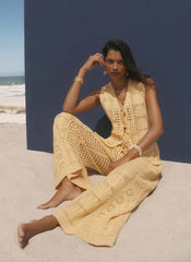 Yellow Crochet Shell Trousers