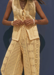 Yellow Crochet Shell Trousers