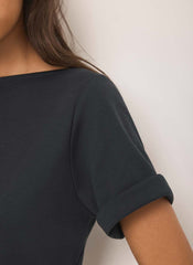 Navy Slash Neck T Shirt