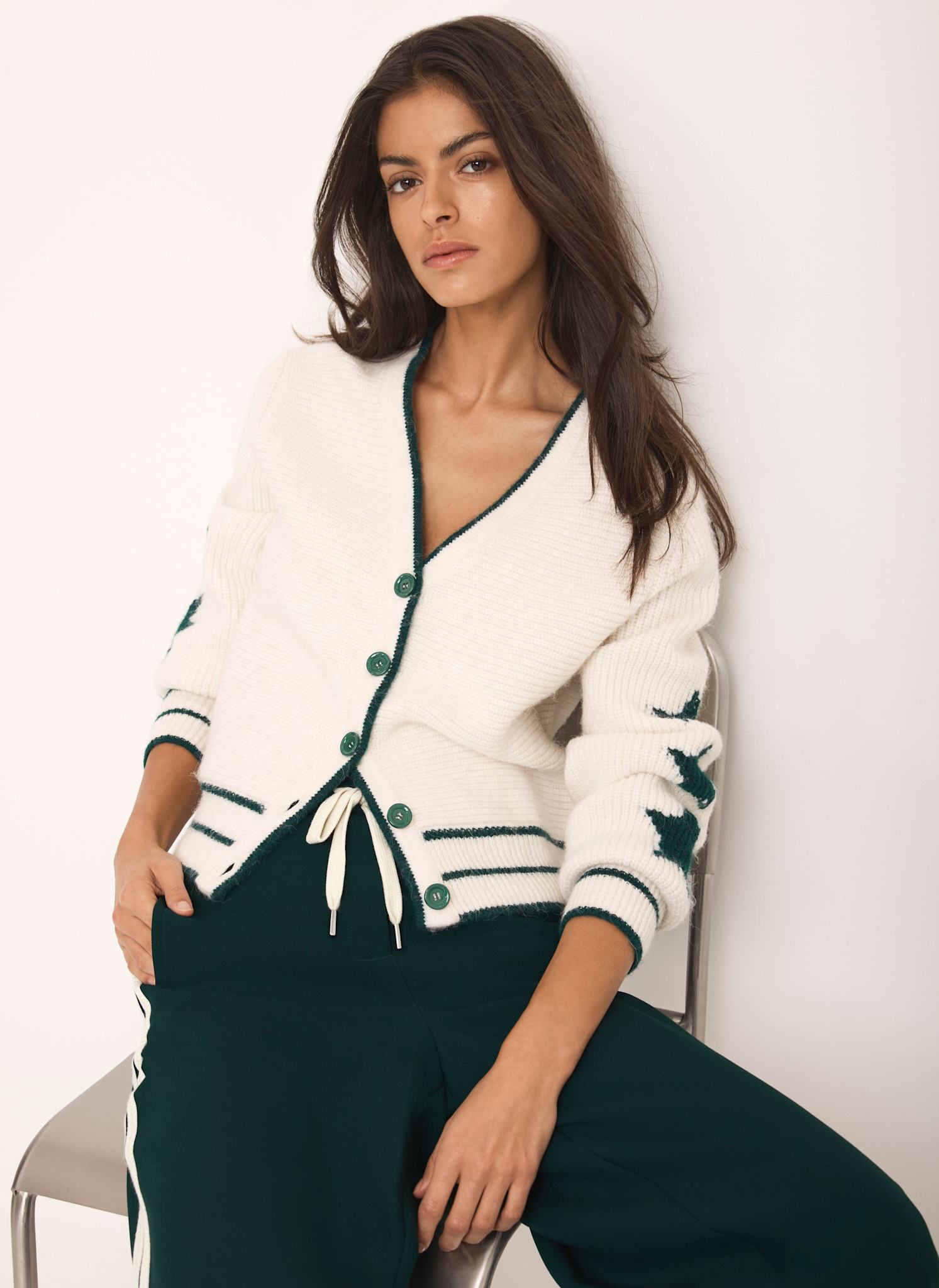 Cream Ribbed Star Cardigan