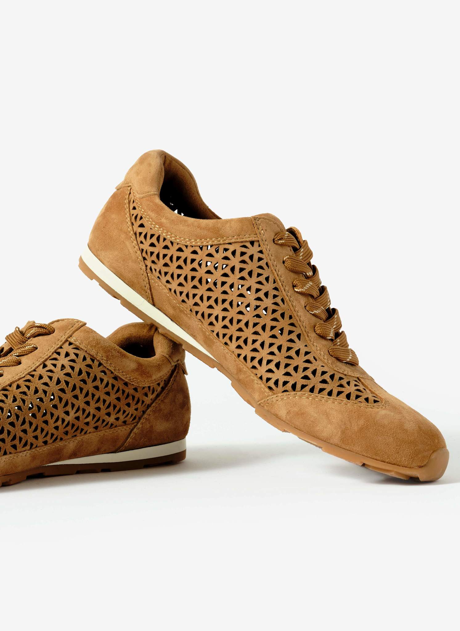Talia Tan Suede Cut Detail Trainers