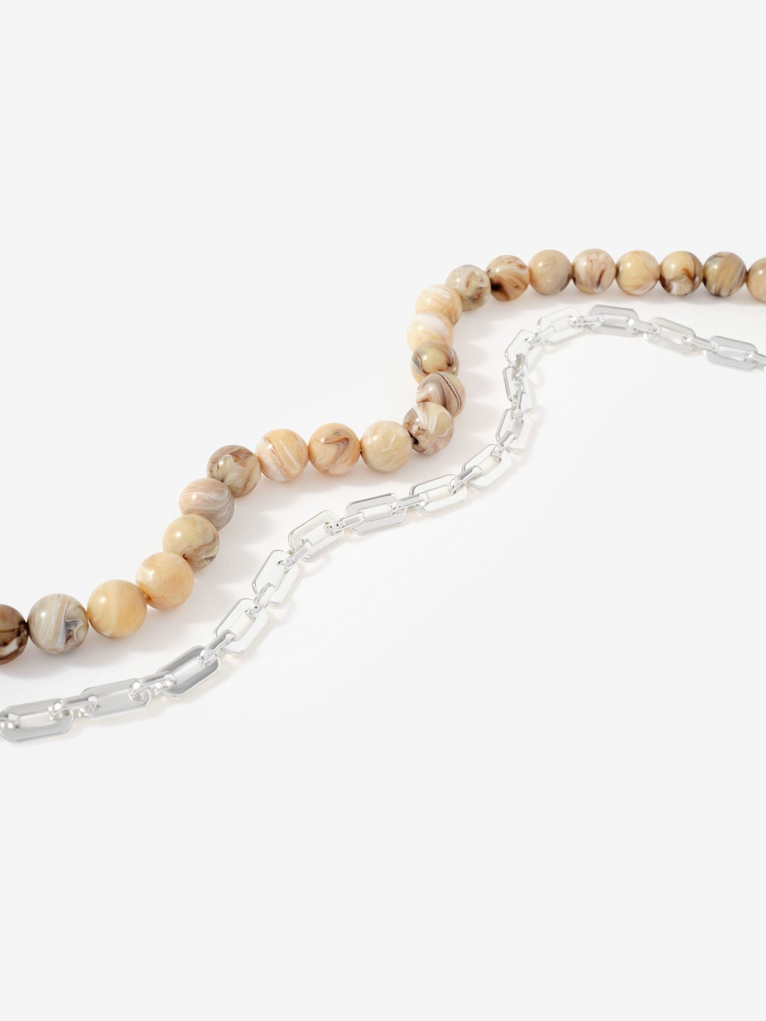 Neutral Beaded and Chain Layer Necklace