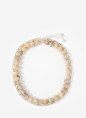 Neutral Beaded and Chain Layer Necklace