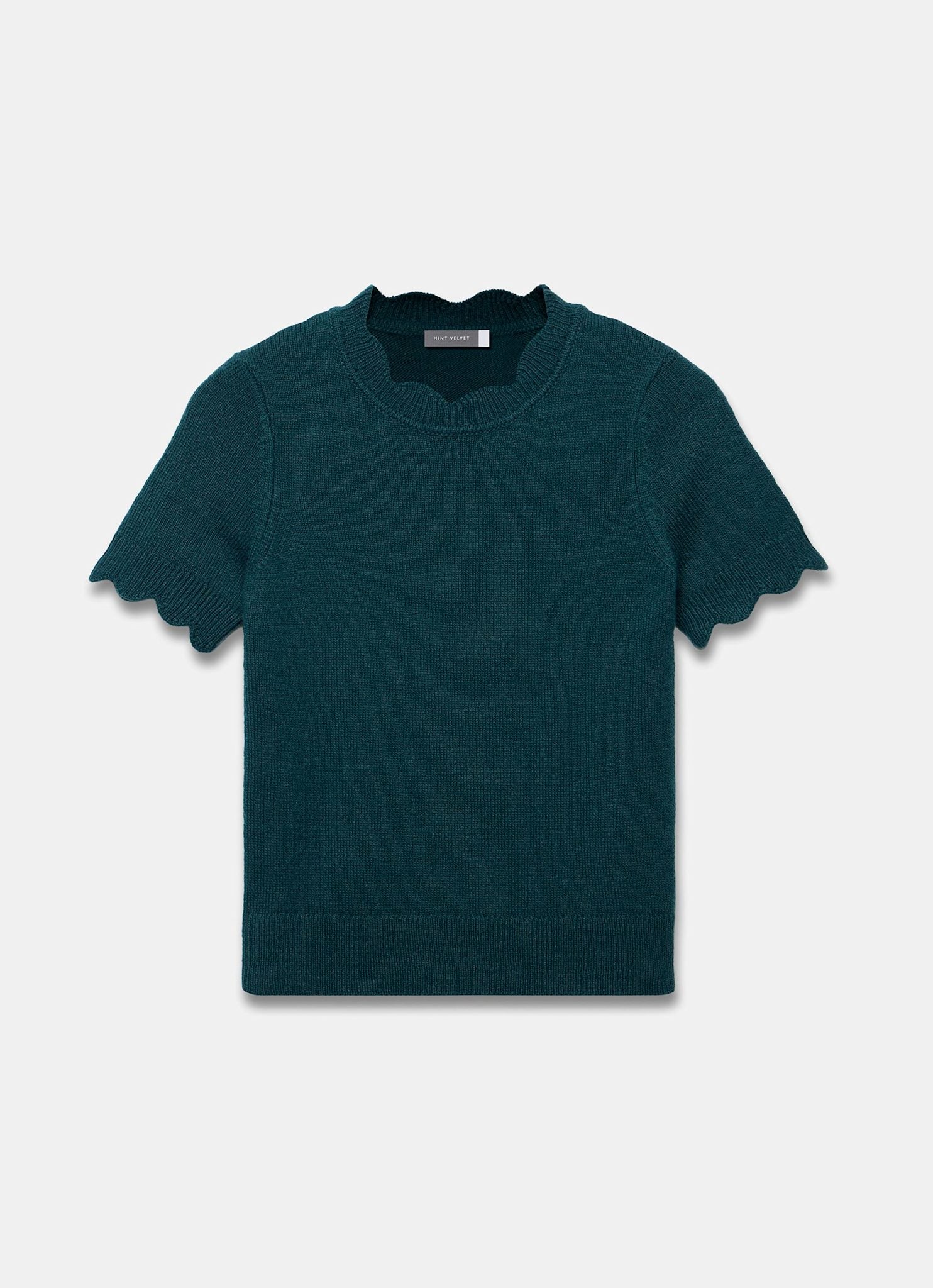 Teal Scallop Knit Top