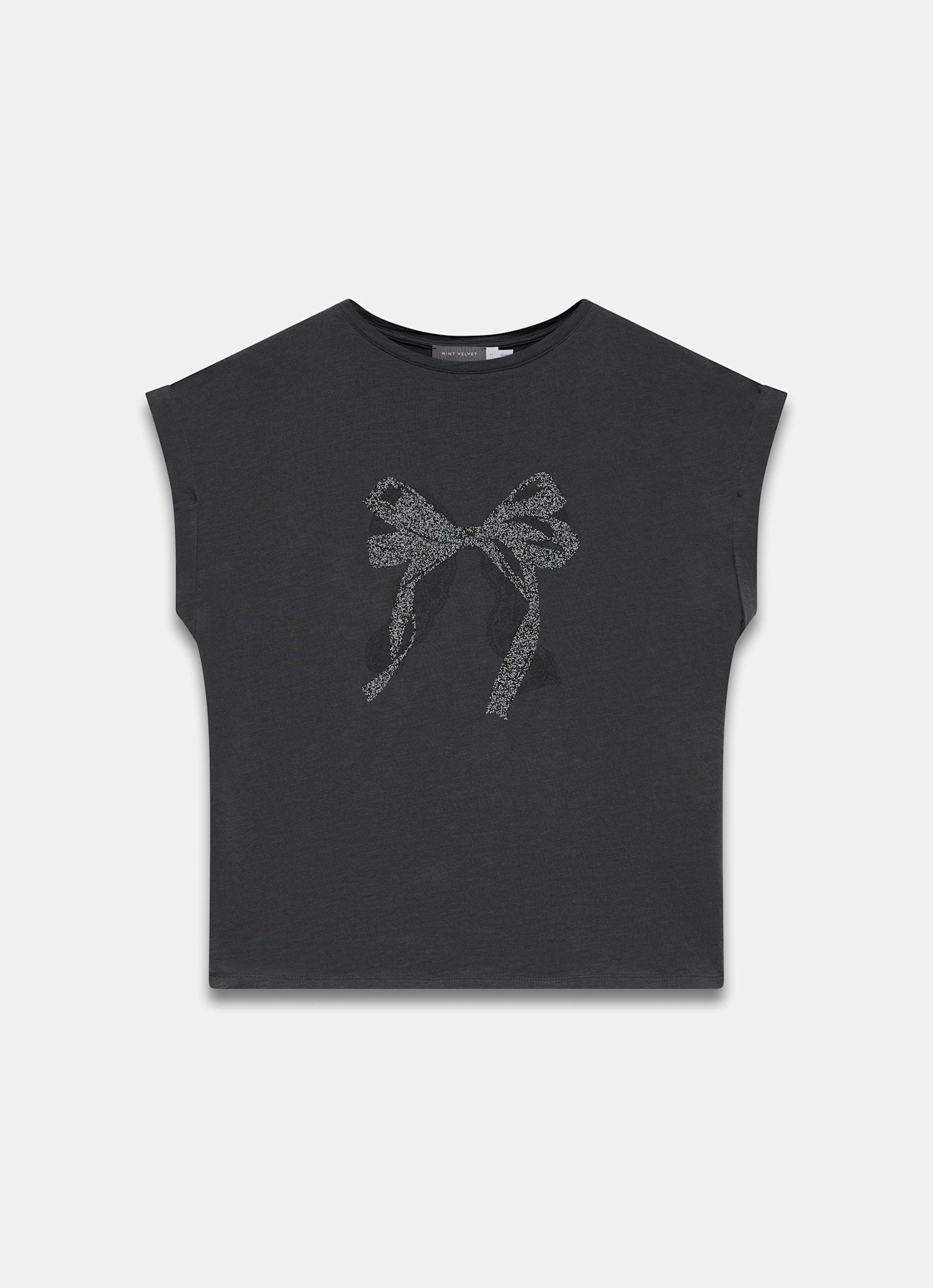 Black Cotton Bow Graphic T-Shirt
