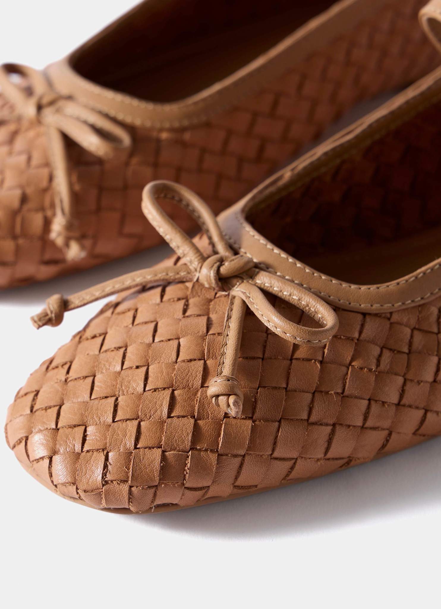 Charley Tan Leather Woven Pumps