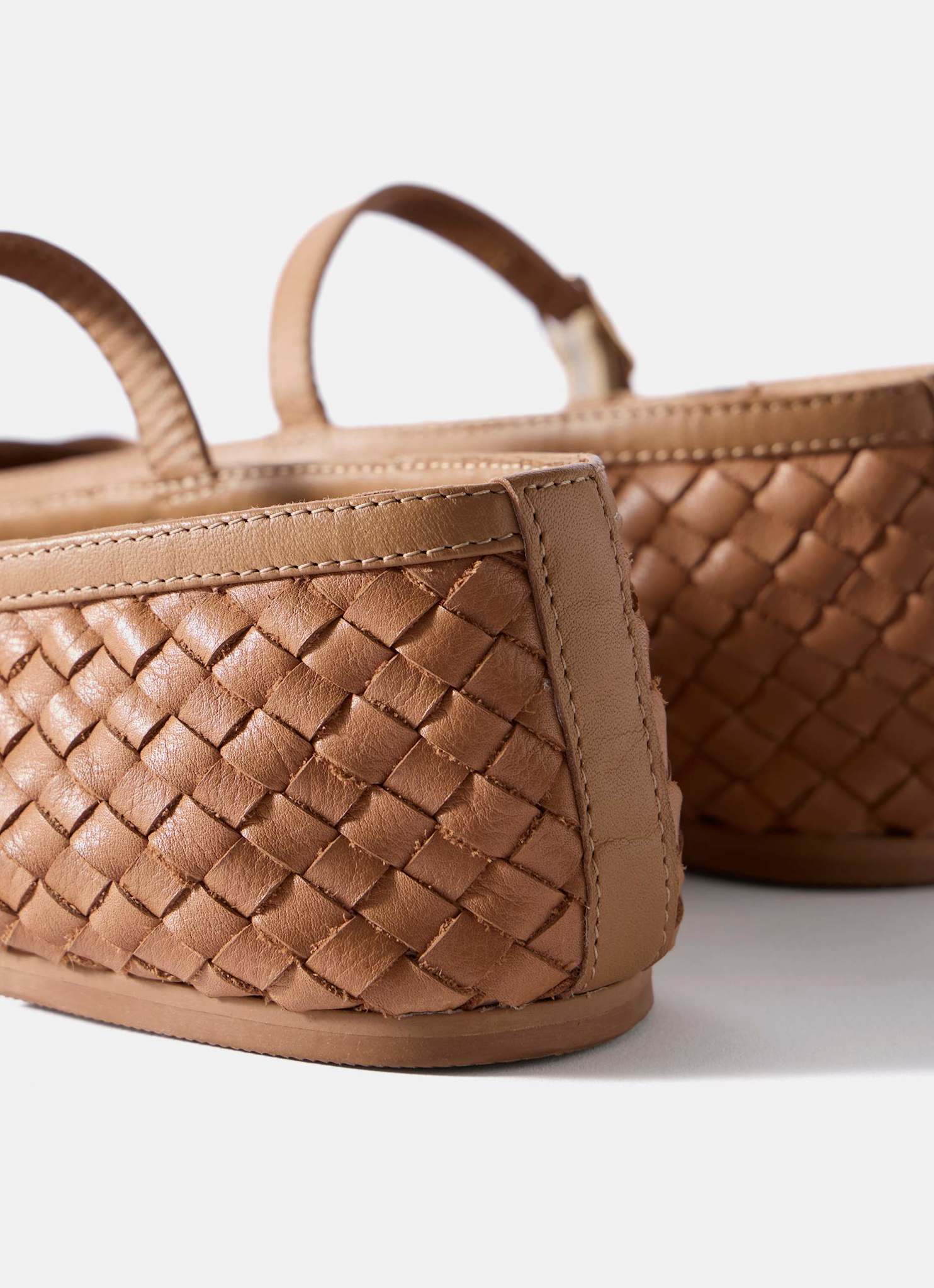 Charley Tan Leather Woven Pumps