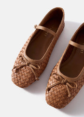 Charley Tan Leather Woven Pumps
