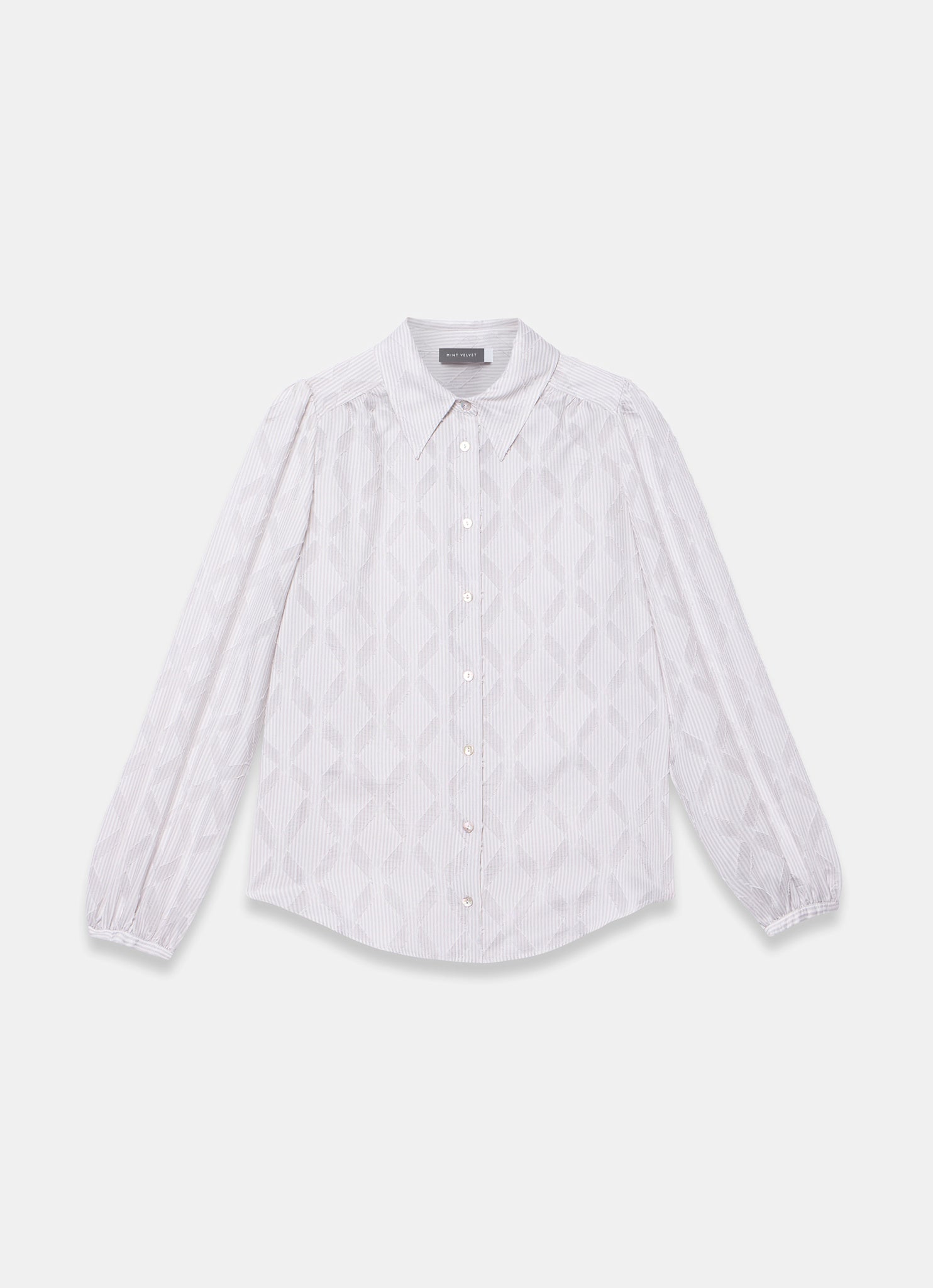 Grey Diamond Striped Jacquard Shirt
