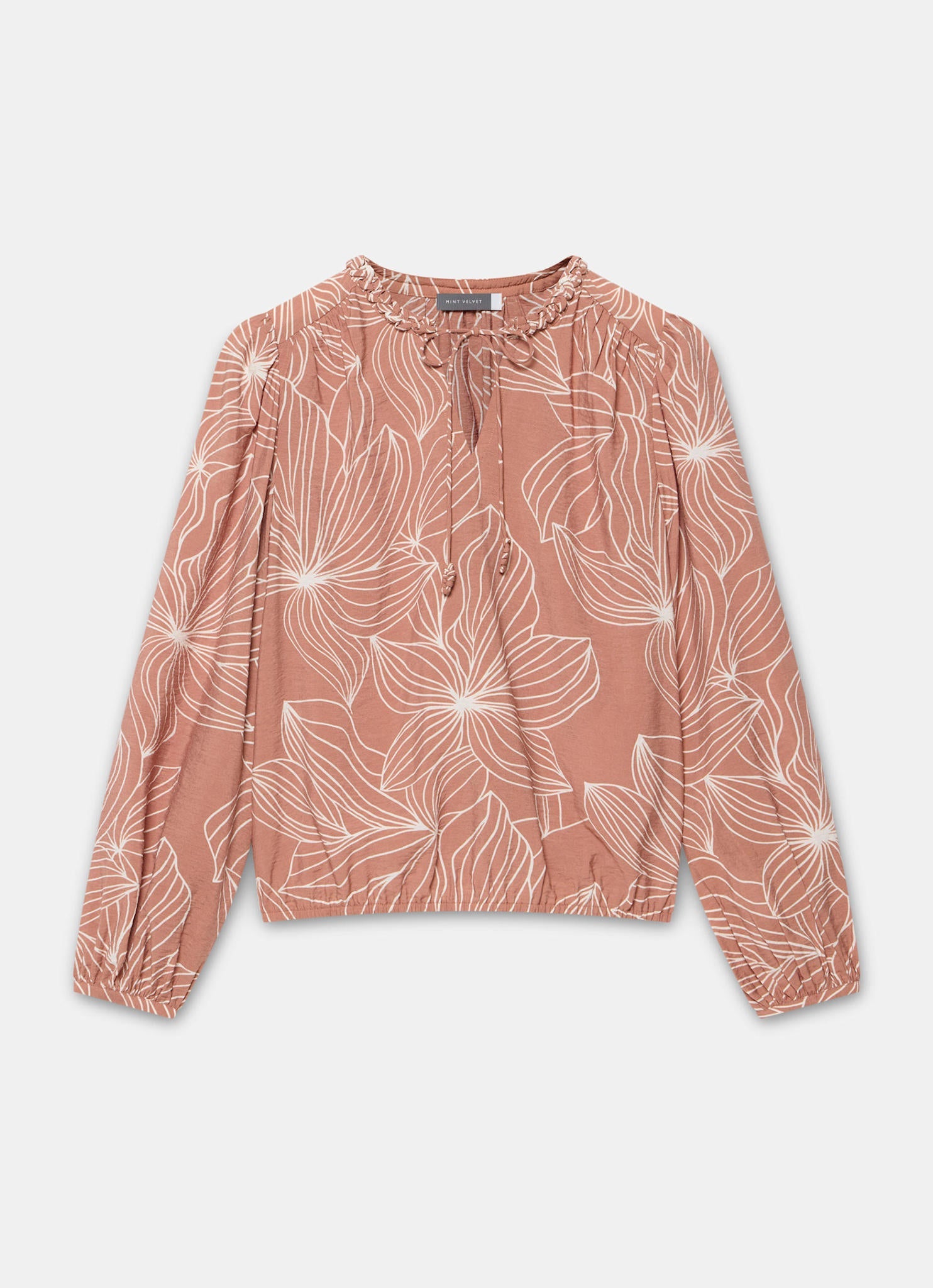 Tan Floral Print Blouse