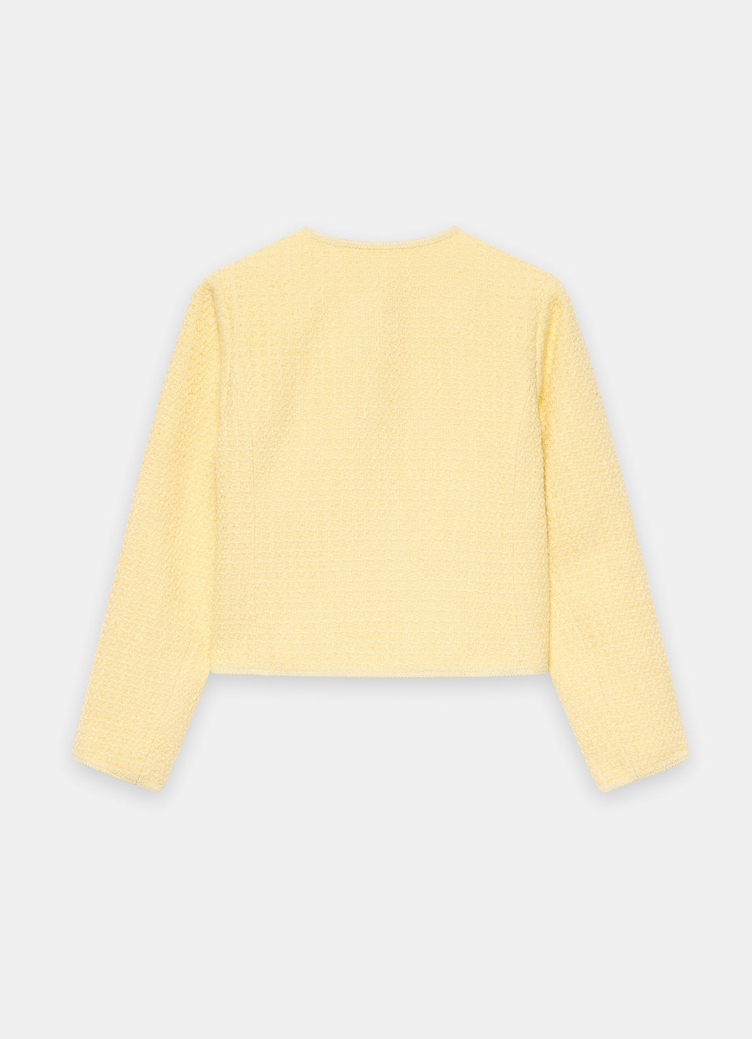 Yellow Boucle Cotton Blend Jacket
