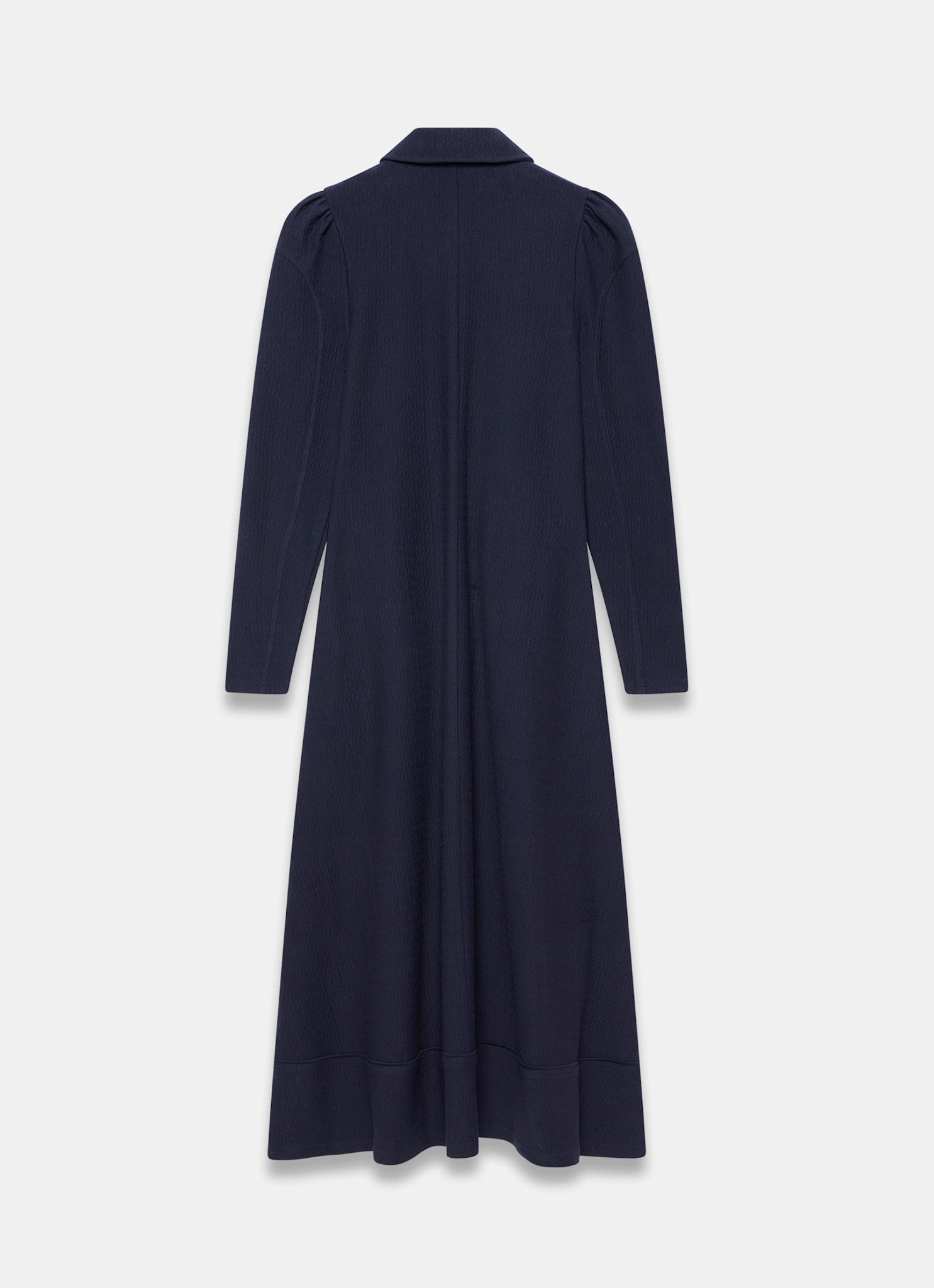 Navy Textured Zip Detail Midi Dress