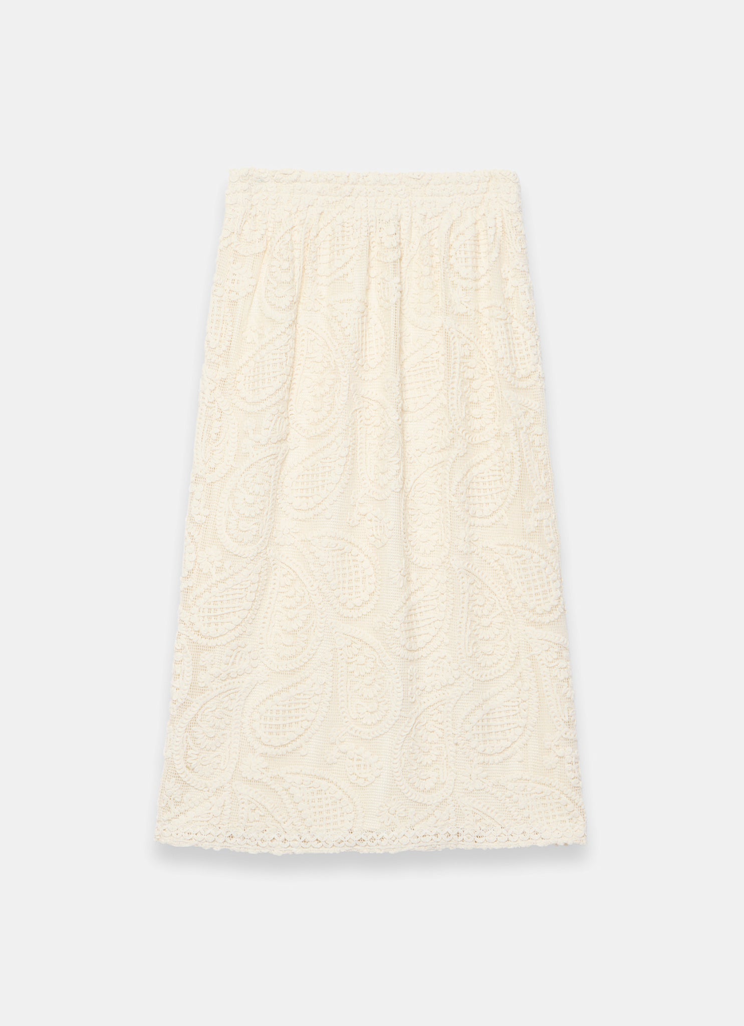 Neutral Crochet Paisley Midi Skirt