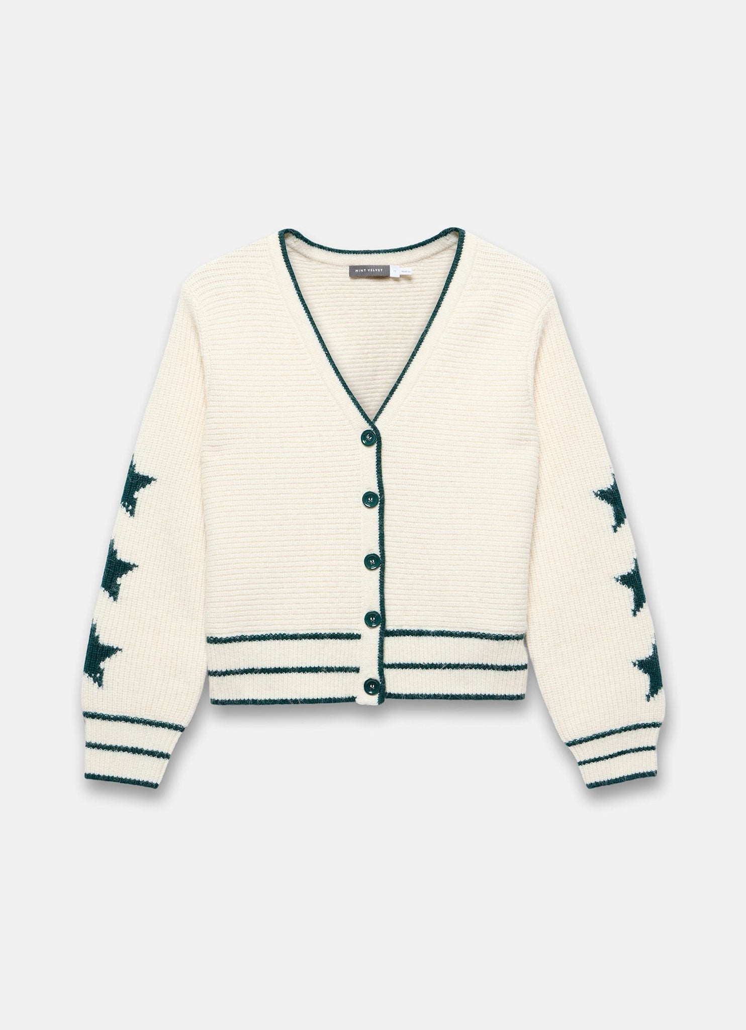 Cream Ribbed Star Cardigan