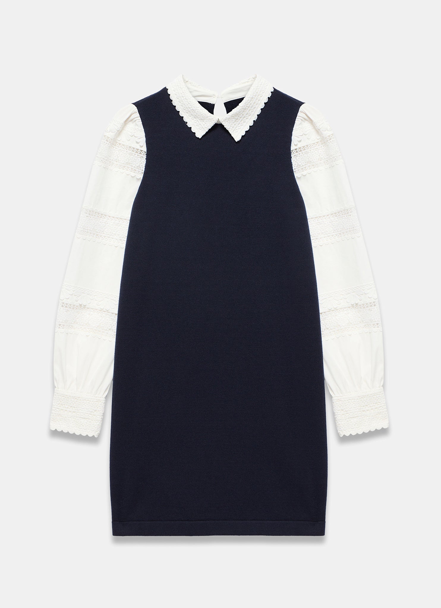 Navy Woven Sleeve Mini Dress