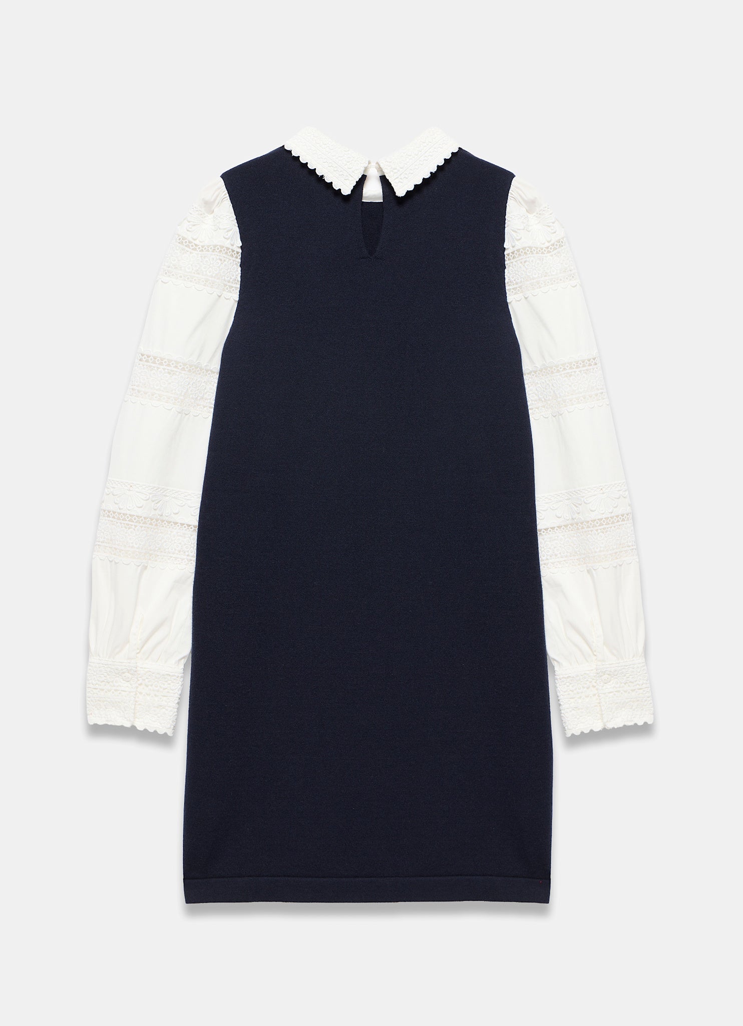Navy Woven Sleeve Mini Dress