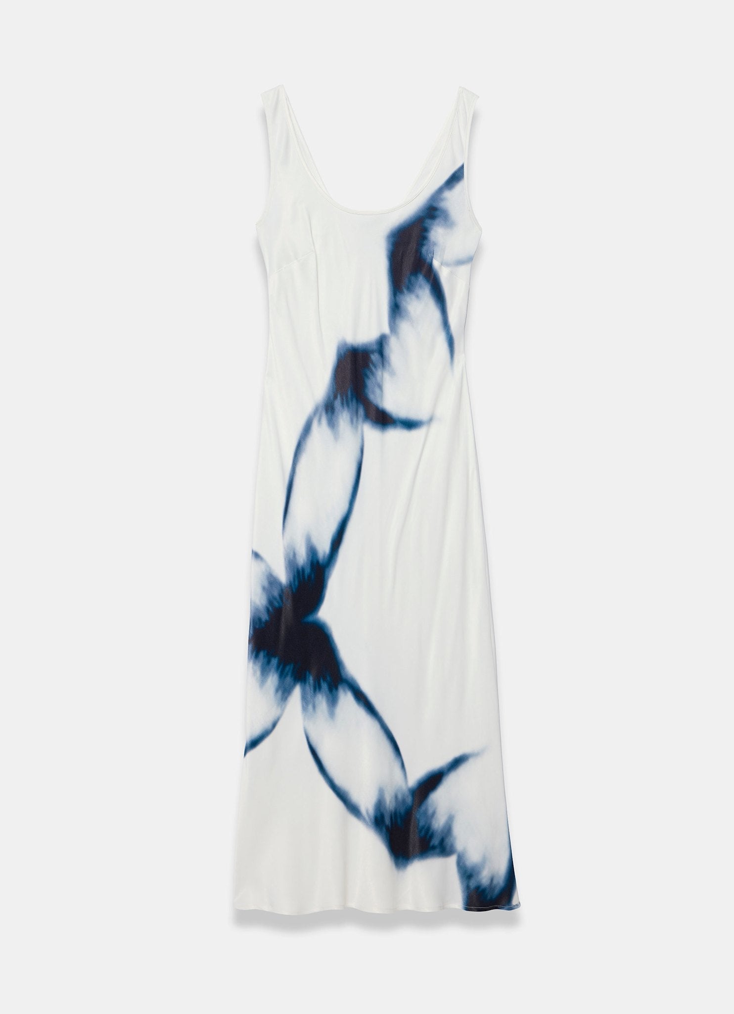 White Abstract Print Midi Dress