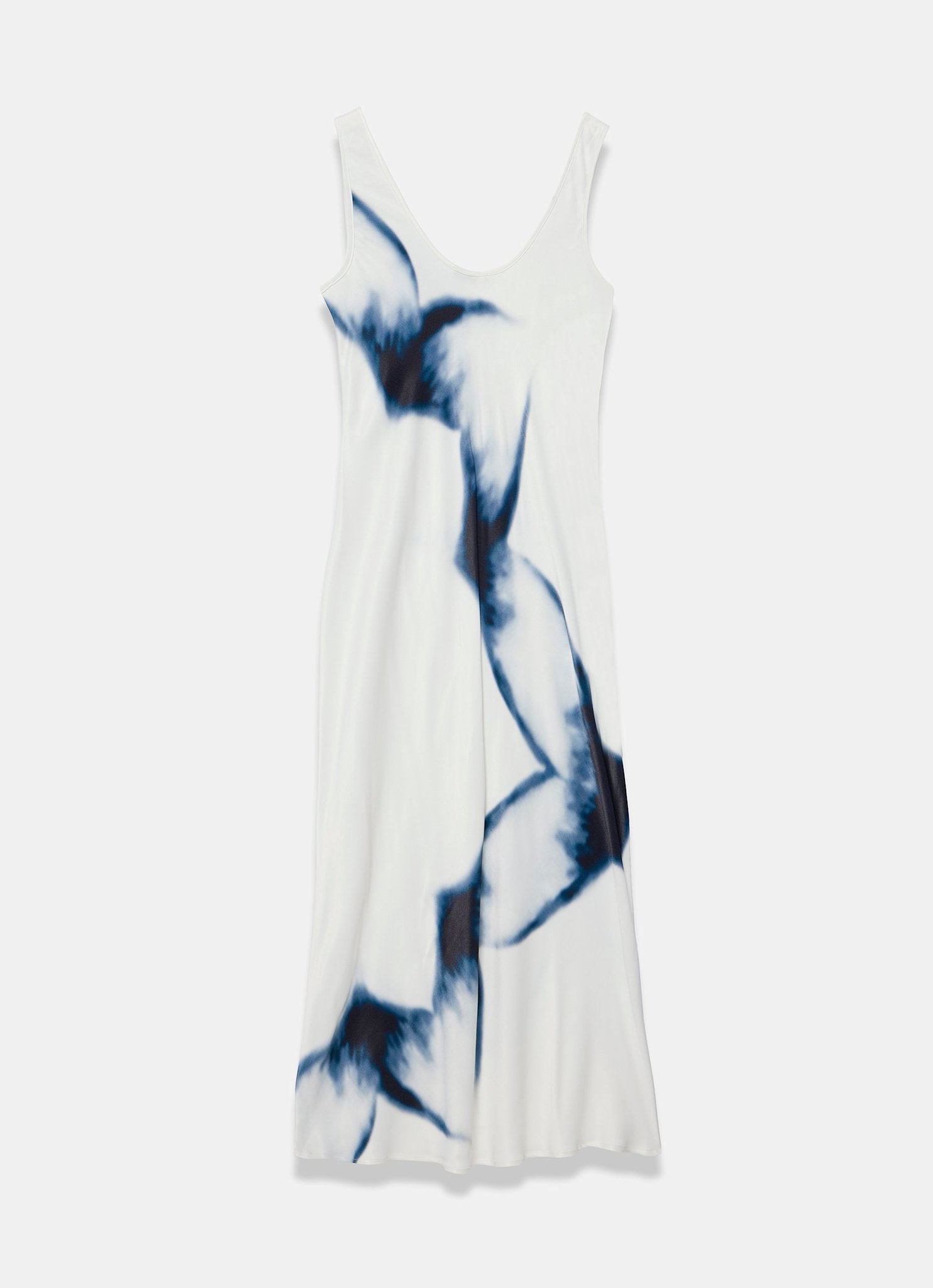 White Abstract Print Midi Dress