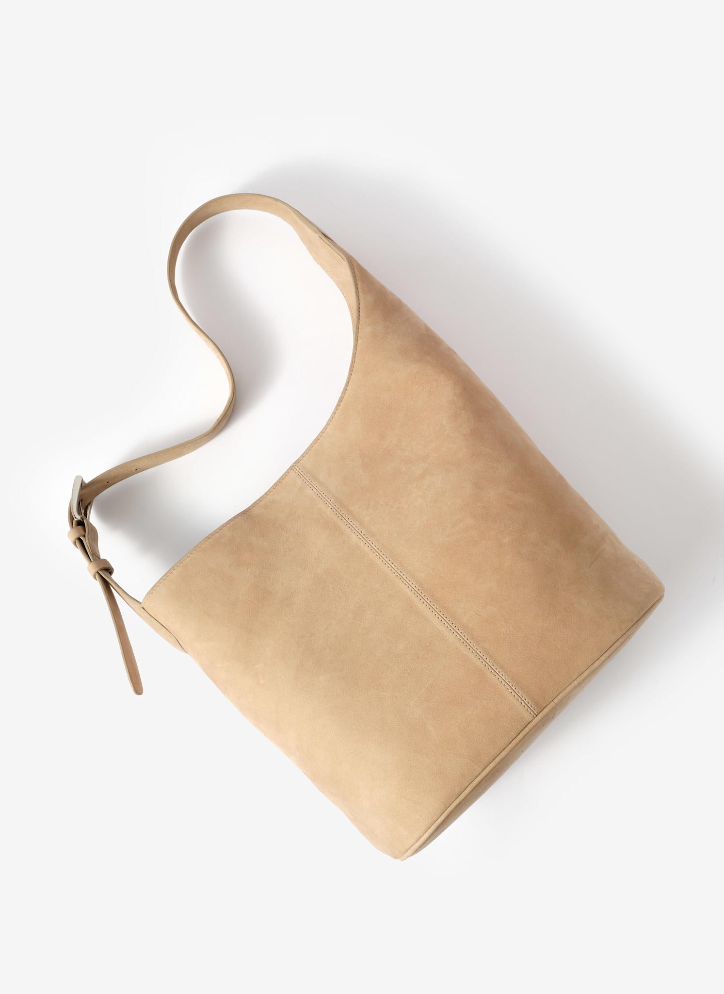 Alexa Neutral Suede Bucket Bag