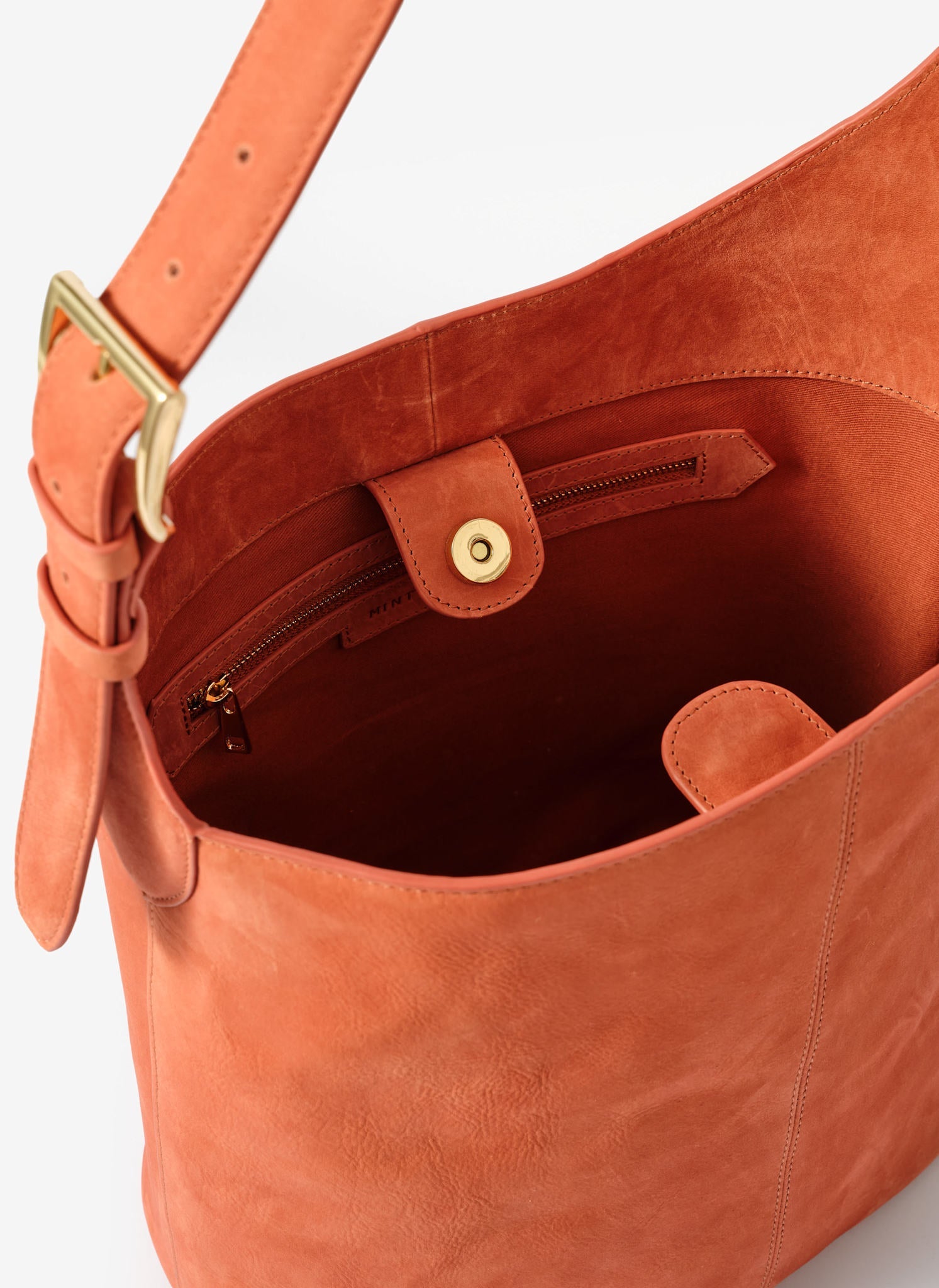 Alexa Orange Suede Bucket Bag