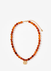 Amber Beaded Charm Necklace