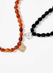 Amber Beaded Charm Necklace