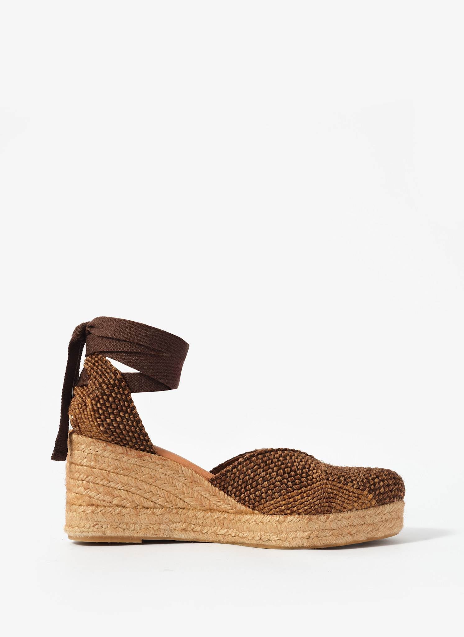 Amelia Brown Woven Espadrille Wedges