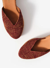 Amelia Burgundy Woven Espadrille Wedges