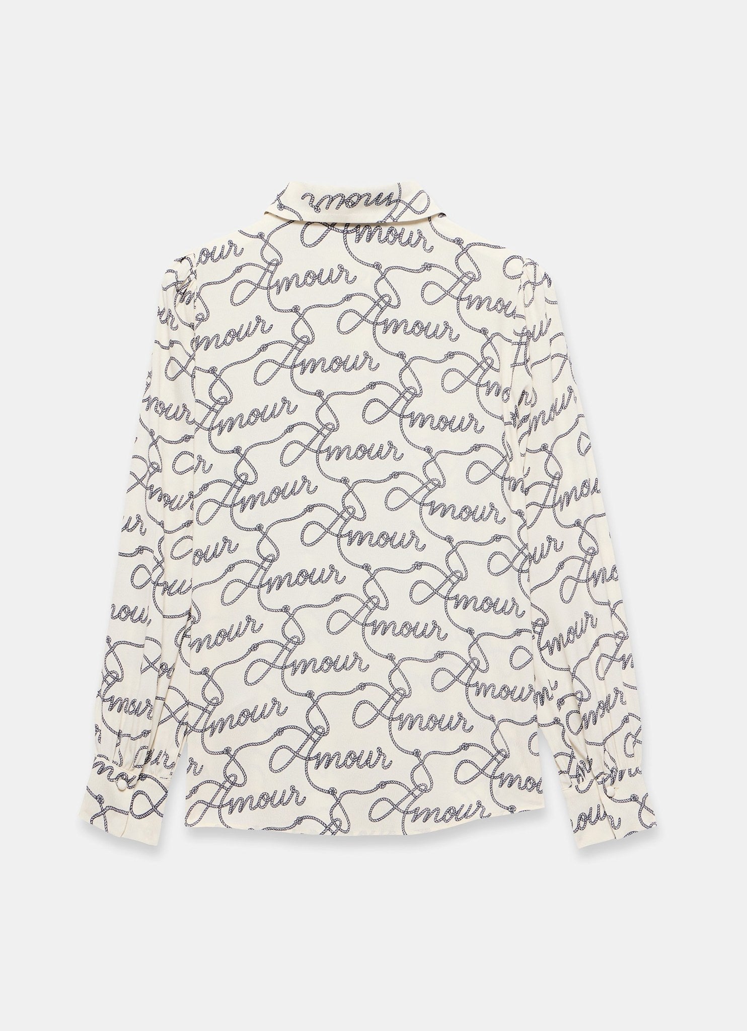 Cream Amour Print Bow Shirt