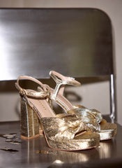 Amy Gold Textured Platform High Heels