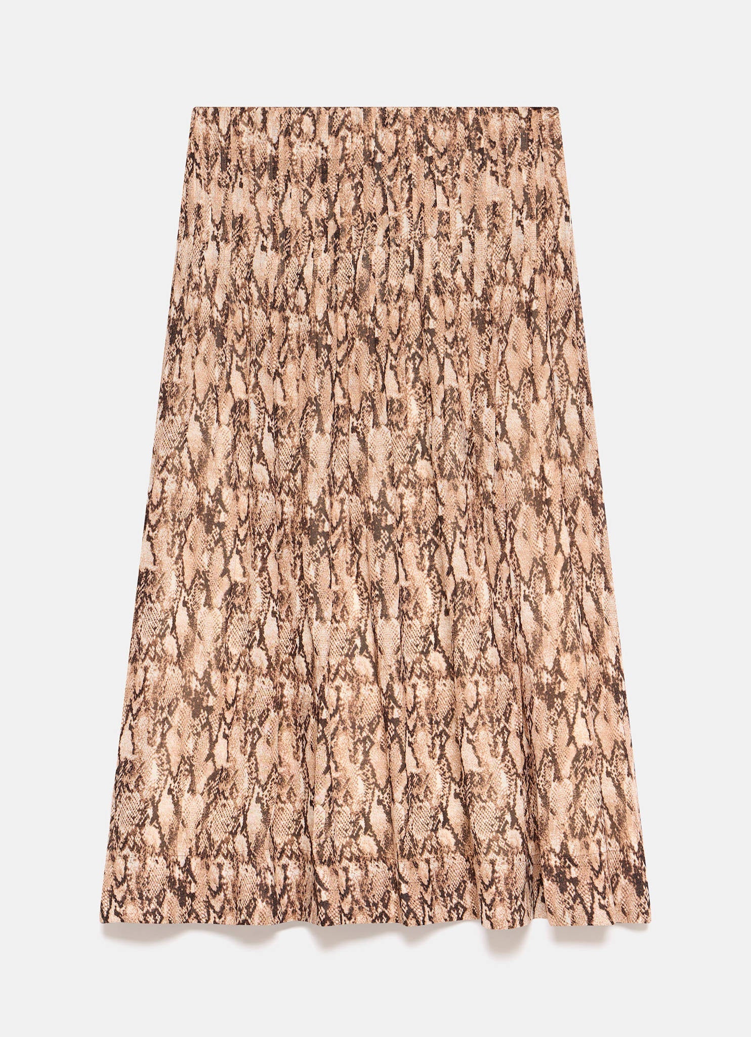 Brown Snake Print Midi Skirt