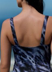 Blue Animal Print Wrap Swimsuit