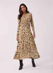 Animal Print Zip Jersey Midi Dress
