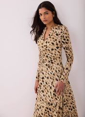 Animal Print Zip Jersey Midi Dress