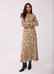 Animal Print Zip Jersey Midi Dress