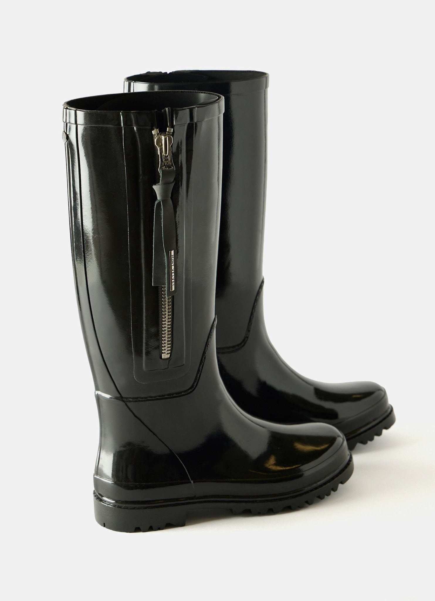 April Black Patent Knee-High Wellies