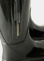 April Black Patent Knee-High Wellies