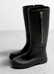 April Black Zip Wellies