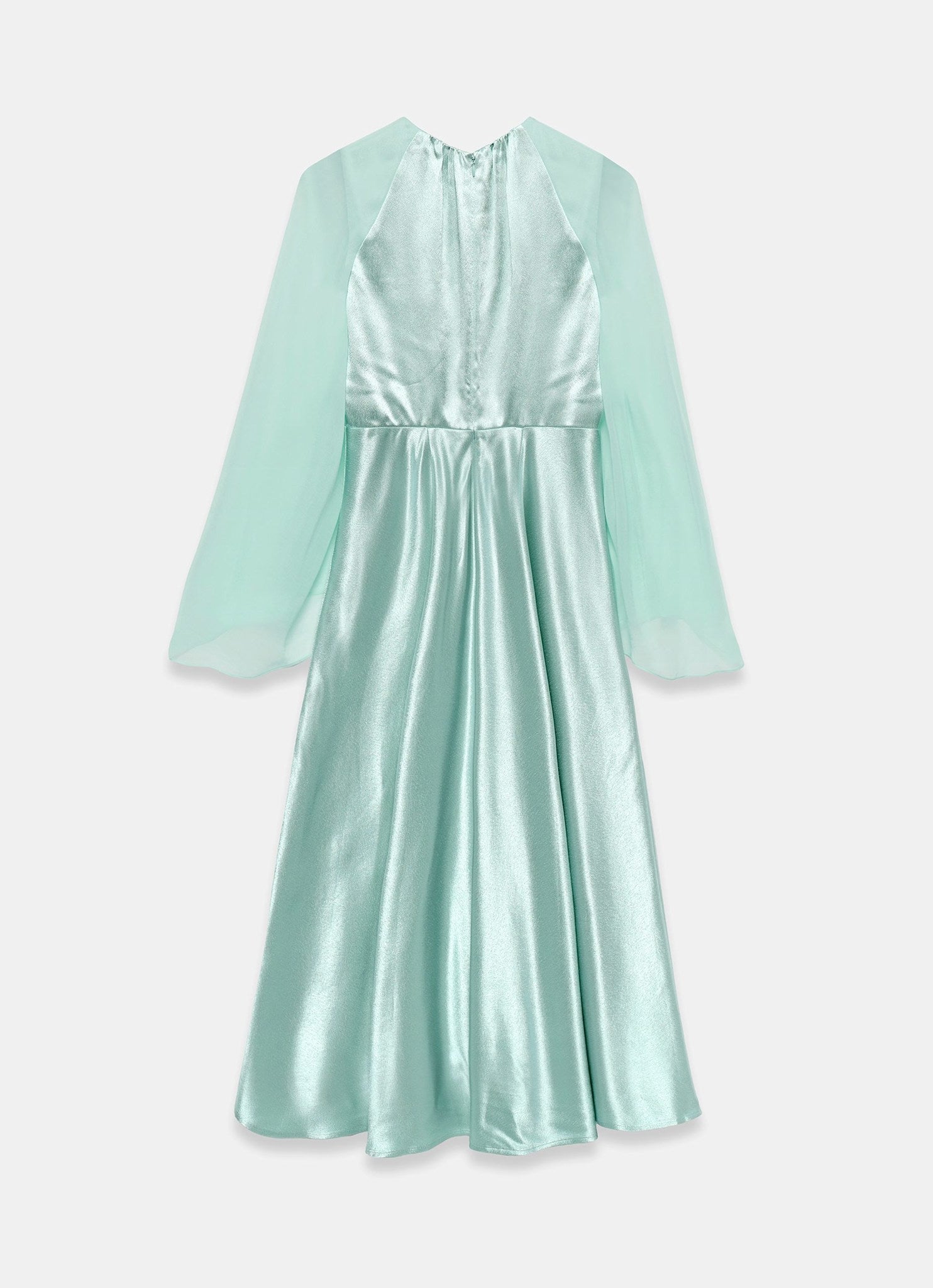Blue Satin Cape Maxi Dress