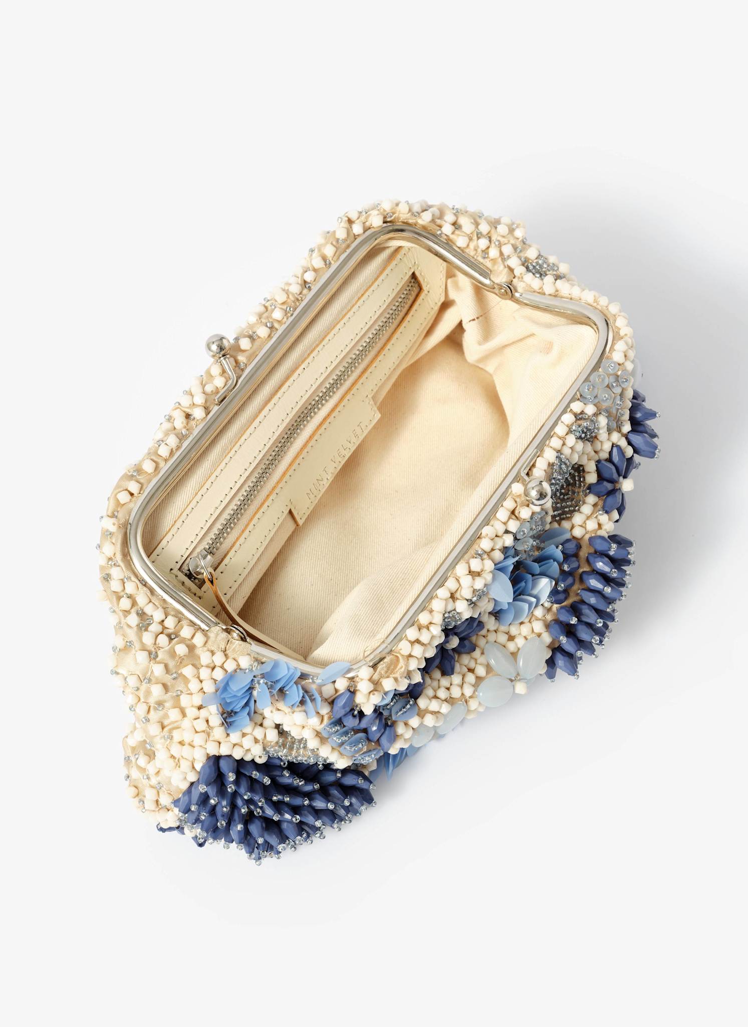 Ari Blue Beaded Clutch Bag