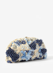 Ari Blue Beaded Clutch Bag