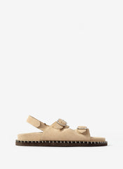 Aria Neutral Suede Double Buckle Sandals