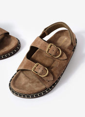 Aria Brown Suede Double Buckle Sandals