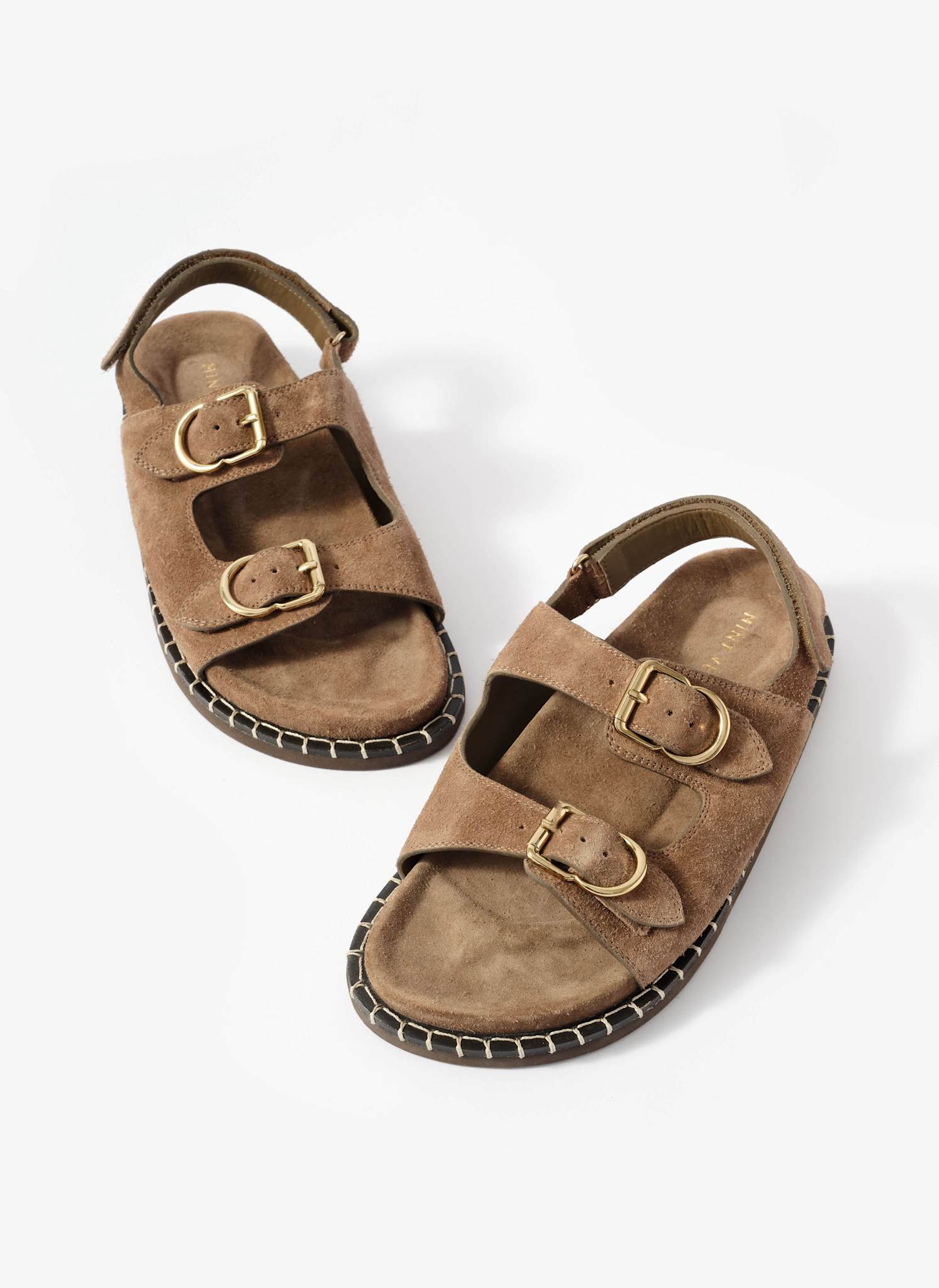 Aria Brown Suede Double Buckle Sandals