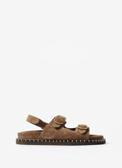 Aria Brown Suede Double Buckle Sandals
