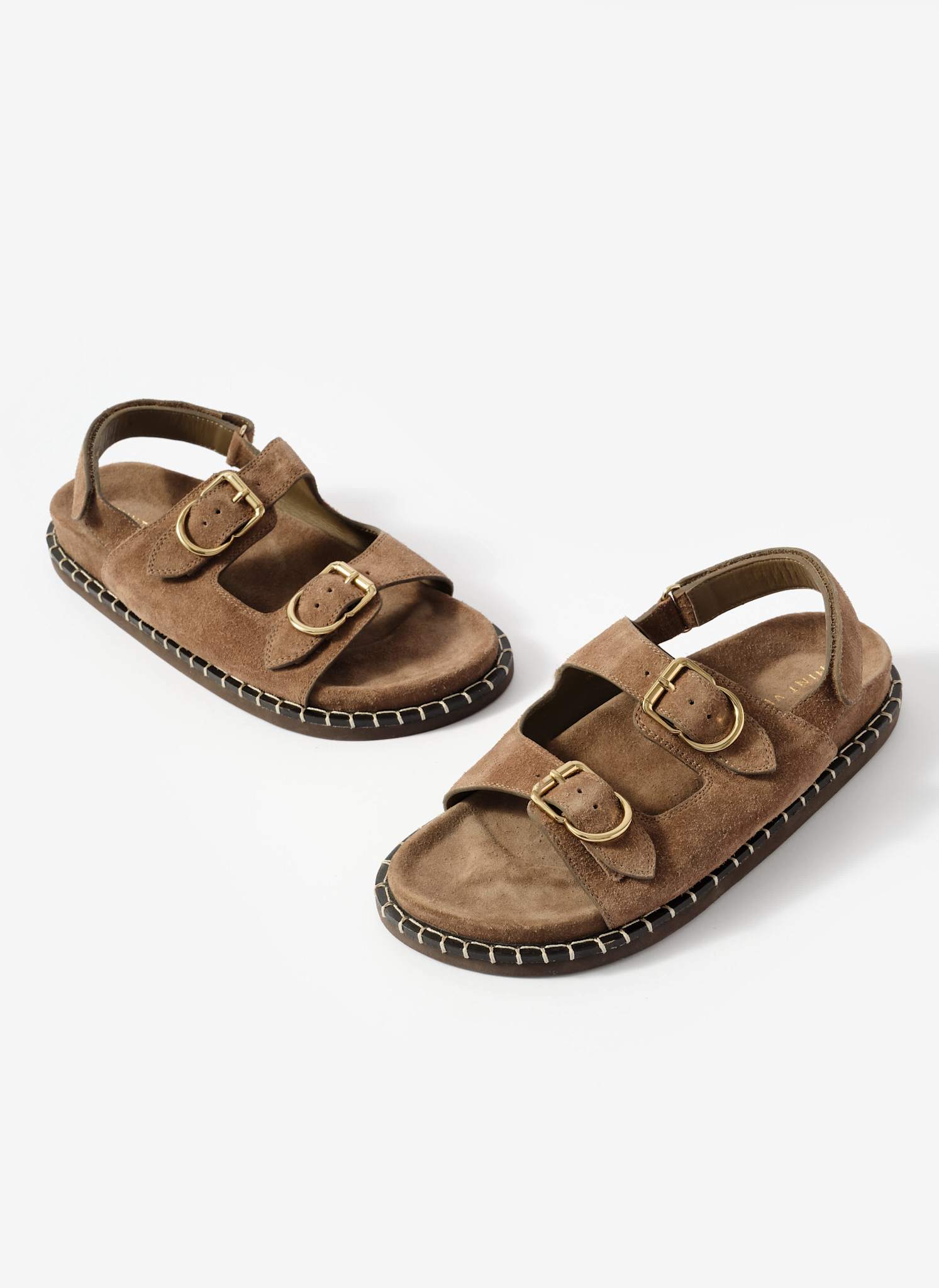 Aria Brown Suede Double Buckle Sandals