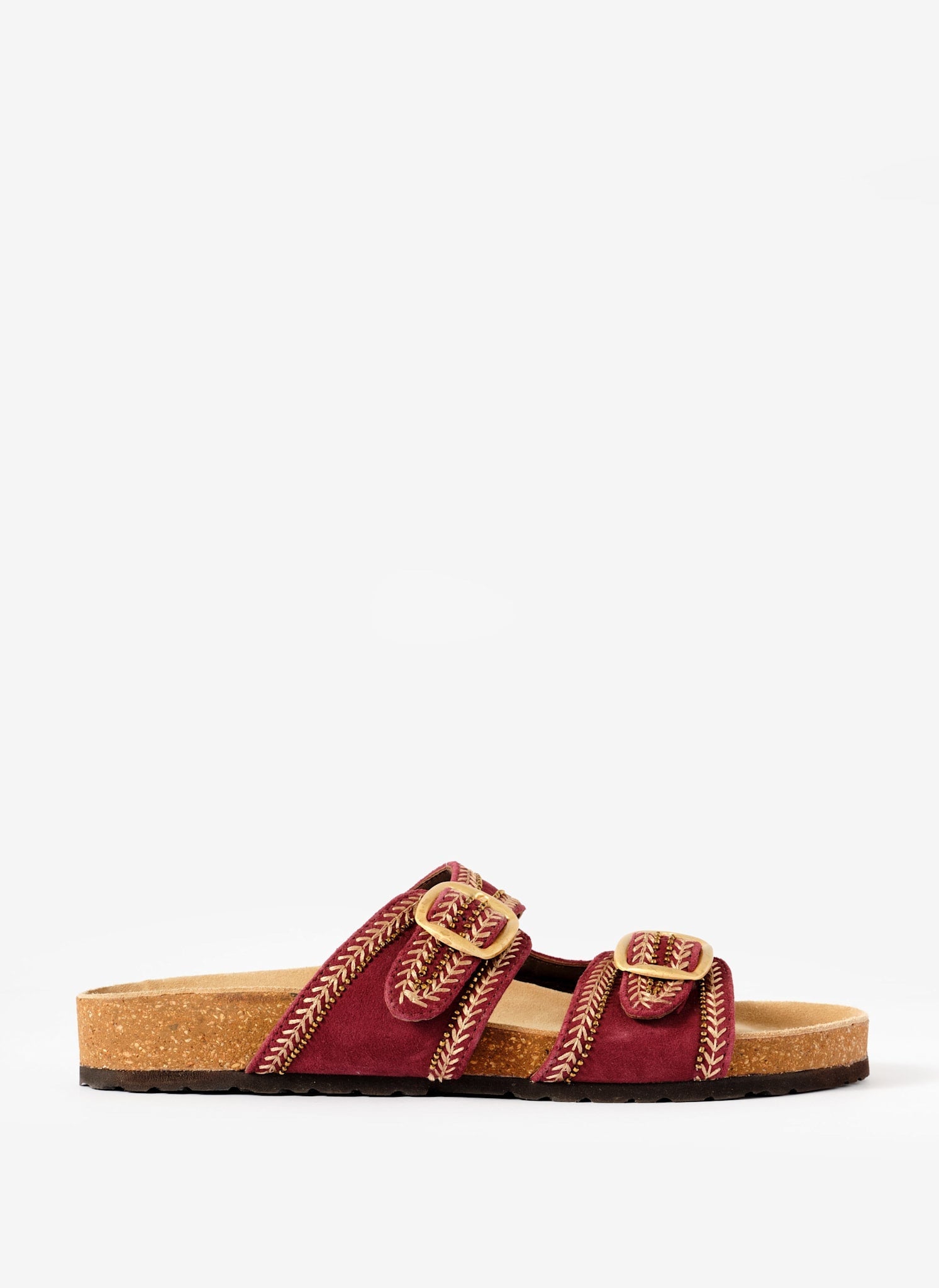 Ava Red Suede Beaded Sandals