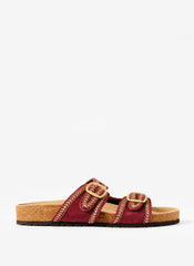 Ava Red Suede Beaded Sandals