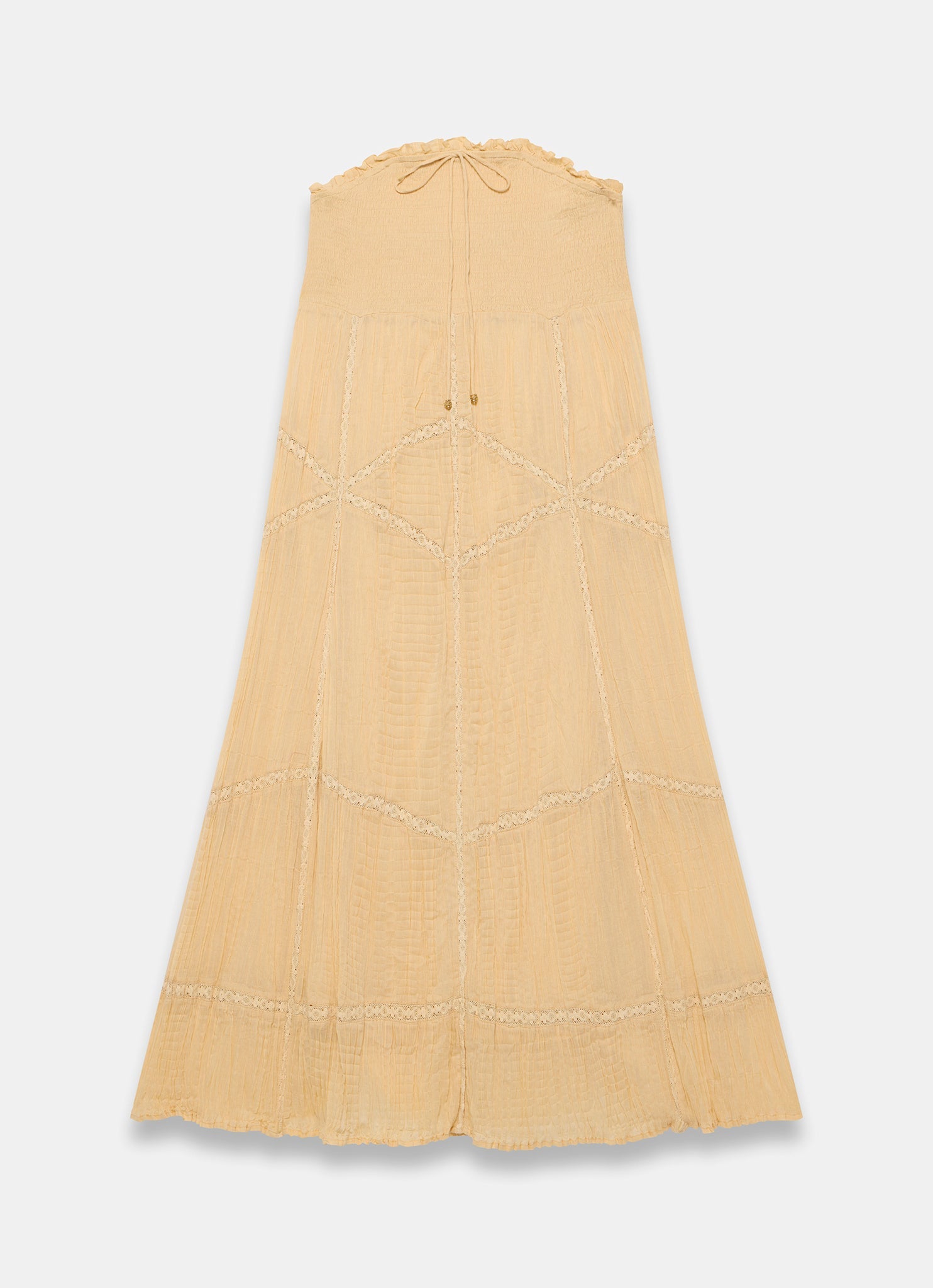 Yellow Cotton Bandeau Midi Dress